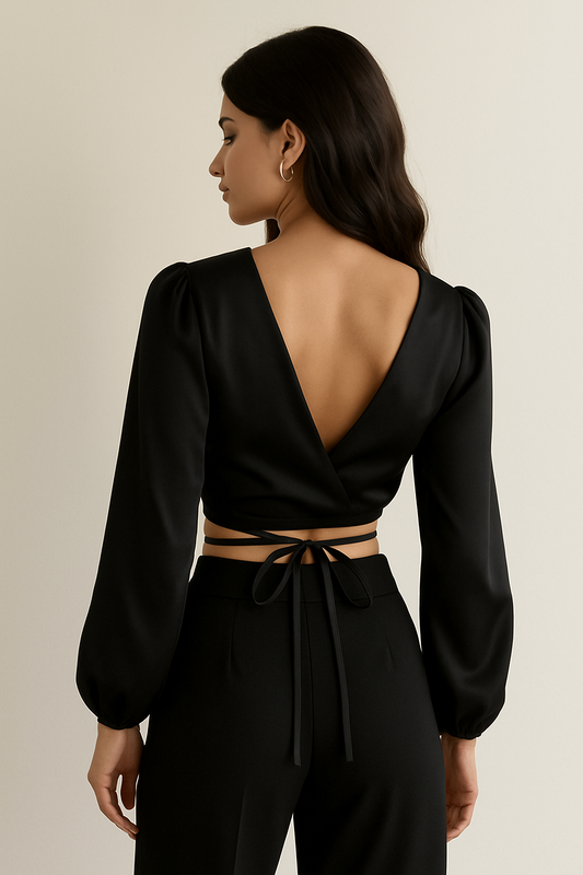 Backless Lace-Up Crop Top